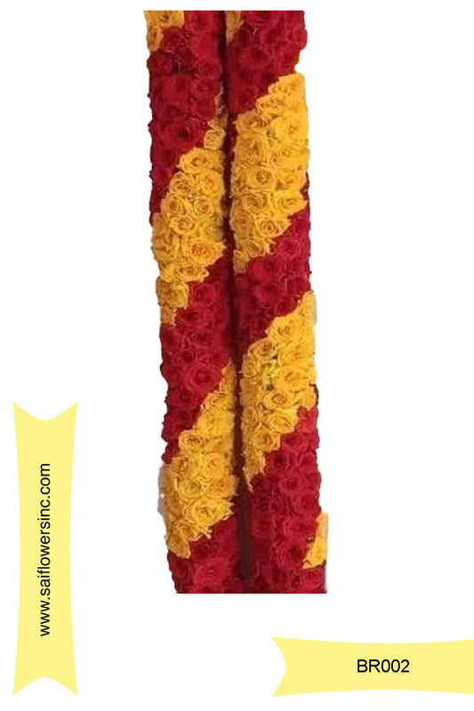 Red & Yellow Button Rose Garland