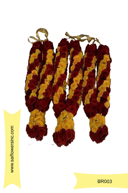 Red & Yellow Button Rose Garland